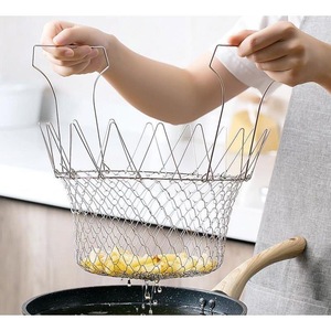 Panier à frites <span class=keywords><strong>pliable</strong></span> en acier inoxydable, filet pour frites et fruits, avec filtre et <span class=keywords><strong>passoire</strong></span> - Product Image 6