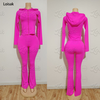 Ensemble de yoga 2 pièces pour femme de haute qualité, veste à col montant à manches longues et leggings évasés taille haute, survêtement ajusté pour femme