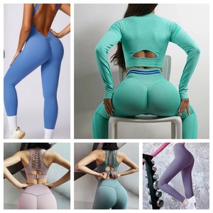<span class=keywords><strong>Ensemble</strong></span> de <span class=keywords><strong>sport</strong></span> 2 pièces pour <span class=keywords><strong>femme</strong></span>, léger et respirant, en aloe vera, sans couture, pour yoga et gym, nouveau design personnalisé de haute qualité - Product Image 3