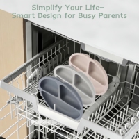 Assiettes à ventouse pour bébés, 100% silicone, assiettes qui restent en place grâce à la ventouse, design divisé, assiettes en silicone pour bébés