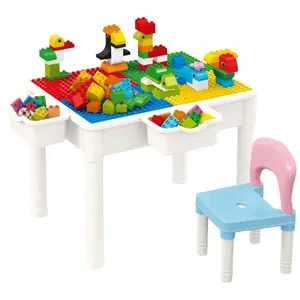 Activity Blocks Table and Chair Set Compatible Building Blocks Storage Table Learning Playing Building Block Toys