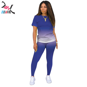 Women Two Piece Set Summer Fashion Gradient T-shirt + <b>Plus</b> <b>Size</b> Tracksuit - Product Image 6