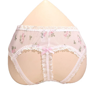 Culottes mignonnes de style japonais, en pur coton, avec entrejambe en maille florale transparente et fine, culottes triangulaires ajourées et adorables. - Product Image 5