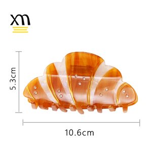 Fermaglio per Capelli XinMei Stile Coreano <span class=keywords><strong>Trendy</strong></span> a Forma di Croissant, <span class=keywords><strong>Clip</strong></span> per Capelli Personalizzate dal Design Creativo in Acetato Marrone - Product Image 4