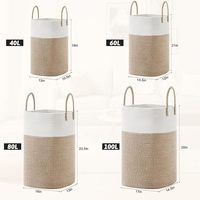 Panier à linge en corde de coton tressée, panier à linge avec compartiments, 60L, rangement polyvalent pour vêtements sales