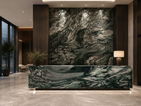 Dalle de granit vert Lapponia poli pour revêtements muraux de luxe, comptoirs et projets d'aménagement intérieur d'hôtels
