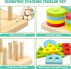 Giocattoli Montessori per 1 2 giocattoli di smistamento e impilamento in legno di <span class=keywords><strong>3</strong></span> <span class=keywords><strong>anni</strong></span> giocattoli per l'apprendimento educativo per bambini in età prescolare - Product Image 3