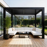 Pergola rétractable en aluminium avec toit à lames orientables imperméable, couverture de terrasse bioclimatique rétractable électrique