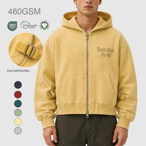 Source Factory 460g Sun Faded Wash Adjustable Waist Men High Street Modern <strong>Grunge</strong> Vintage Custom <strong>Hoodie</strong> - Product Image 1