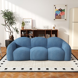 Sofá Atunus en <span class=keywords><strong>Stock</strong></span>, Estilo Nórdico Minimalista, Envasado al Vacío, para Sala de Estar, Muebles para el Hogar, Sofá de 3 Plazas Azul Nube - Product Image 2