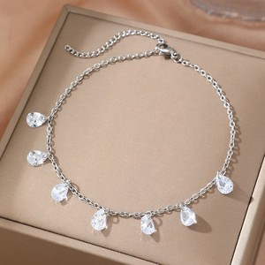 Nouvelles Chaînes de Cheville en Acier Inoxydable avec Zircon Coloré et Pompon Tendance pour Femme – Idéales pour l'Été et la Plage (Vente en Gros) - Product Image 2