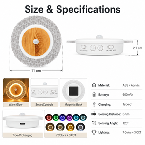 ไฟกลางคืน LED ไร้สายพร้อมเซ็นเซอร์ตรวจจับความเคลื่อนไหว รุ่นขายดีประจำปี 2026 ชาร์จซ้ำได้ ปรับความสว่างได้ ใช้แม่เหล็กติดตั้งได้ เหมาะสำหรับห้องนอน ข้างเตียง ผลิตโดยผู้ผลิต - Product Image 6