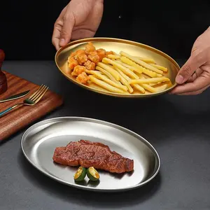 Hotel Restaurant Kitchen Dinnerware Retro Dinning Stainless Steel Oval Dish