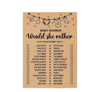 Cartes de jeu personnalisées pour baby shower « Elle préfère ? », en papier rectangulaire, finition mate - Product Image 5