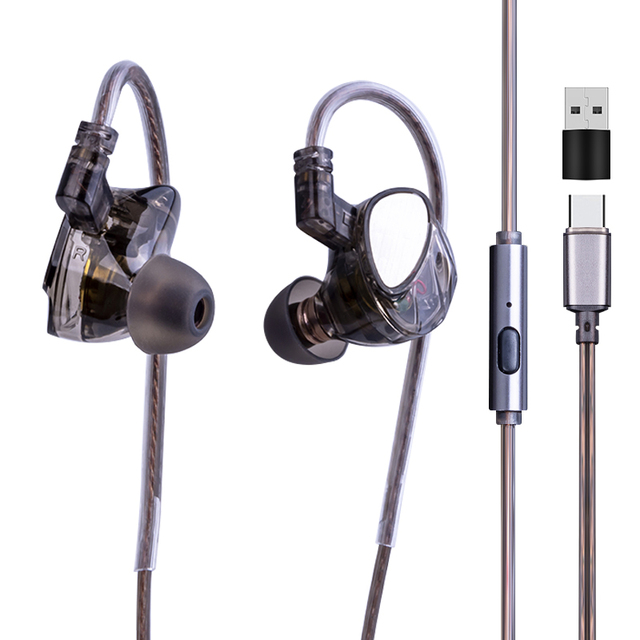 Noise-Cancelling Dynamic Earphones HiFi Wired Headphones with Microphone