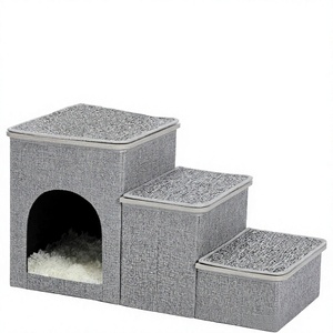 Escaleras para Mascotas de Madera Maciza Resistente, Rampa Plegable para Perros de 3 o 4 Escalones, Cubierta Extraíble, Escalera para Subir a Camas Altas, Sofás, Camas para Gatos, Cueva de Verano - Product Image 4