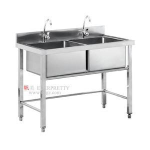 <span class=keywords><strong>Cucina</strong></span> di alta qualità inox scrivania da pranzo mobili forte in acciaio inox tavolo con doppio lavello <span class=keywords><strong>per</strong></span> la vendita - Product Image 2