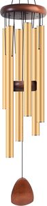 Carillons à vent personnalisés OEM en or, décoratifs, commémoratifs, musicaux, artisanat, 6 tubes creux en aluminium, pendule en bois - Product Image 2