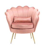 Fauteuil d'appoint moderne en velours capitonné avec dossier ailé et pieds dorés, canapé de salon rembourré, mobilier de maison confortable, vente en gros