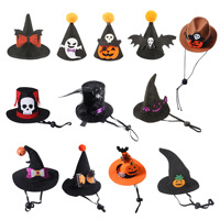 Chapeau d'Halloween amusant et original pour animaux de compagnie avec cordon élastique réglable et collier à pompon pour chats et chiens, accessoires d'Halloween pour animaux de compagnie
