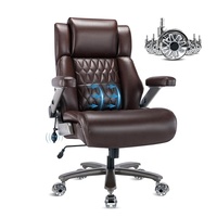 Grande chaise de bureau d'ordinateur de direction marron à dossier haut avec roues en caoutchouc Chaise de bureau ergonomique rembourrée épaisse pour les maux de dos
