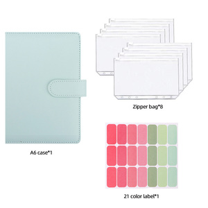 Creative A6 Binder Notebook Zipper Bag Macaron PU Leather Loose-Leaf Blank Kraft Paper Notebook - Product Image 4
