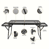 Mesa plegable para asar al aire libre con malla metálica, ligera, expandible, estilo maleta.