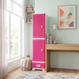 Multifunctional Foldable Plastic <b>Storage</b> Container Stackable with Rattan Pattern Drawer and Hanging Clothes Pole for Bedroom - Product Image 4