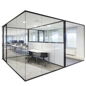 Cloison de séparation en verre pliable sur mesure SZMK modè<span class=keywords><strong>le</strong></span> 002, cadre en alliage d'aluminium, design moderne, pour bureau, bureau à domicile, salles de réunion - Product Image 2