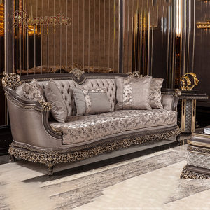 <span class=keywords><strong>Divano</strong></span> Reale di Lusso <span class=keywords><strong>Turco</strong></span> per Soggiorno Nero e Oro Grande Dimensione Set Completo in Tessuto Jacquard di Alta Qualità con Struttura in Legno - Product Image 2