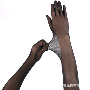 No-Night Lingerie Gants longs élastiques en dentelle et maille transparente pour femmes qqny - Product Image 2