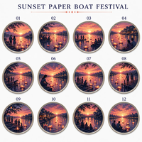 Moneda Conmemorativa Personalizada del Festival del Barco de Papel al Atardecer, con Relieve 3D, de Aleación de Zinc, con Caja de Regalo, Sin Pedido Mínimo