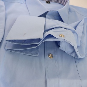 <span class=keywords><strong>Camicia</strong></span> da <span class=keywords><strong>Uomo</strong></span> in Stile Francese, <span class=keywords><strong>Slim</strong></span> <span class=keywords><strong>Fit</strong></span>, Formale e Casual, a Righe, in Twill Intrecciato, Maniche Lunghe, Colletto Rovesciato, con Perline, in Poliestere e Cotone - Product Image 3