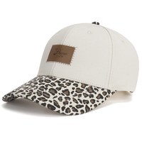 Gorra de Béisbol de 6 Paneles con Parche de Cuero Estructurado, Estampado de Leopardo en el Borde, Estilo Vintage, Logotipo Personalizado, Fabricante OEM ODM, Venta al Por Mayor