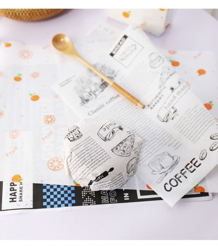 Wholesales custom logo printed oilproof greaseproof oil greaseproof wax food wrapping paper