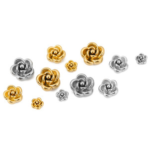 Cuentas de acero inoxidable 3D con forma de rosa, pequeñas, para joyería DIY, collares, pendientes, accesorios hechos a mano, venta al por mayor - Product Image 4