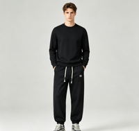 Pantalon de jogging pour homme, style streetwear, en toile épaisse, coupe droite, imprimé automne, taille élastique avec cordon de serrage