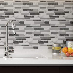 Vinilo Adhesivo Gris Mármol para Pared, 12x12 Pulgadas, Paquete de 10, Azulejos Autoadhesivos Removibles para Cocina, Baño, Decoración DIY - Product Image 2