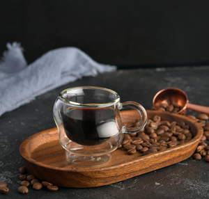Tazza da <span class=keywords><strong>Caffè</strong></span> Espresso Aramoro di Alta Qualità, Doppia Parete in Vetro Borosilicato con Piattino, Fatta <span class=keywords><strong>a</strong></span> Mano - Product Image 1