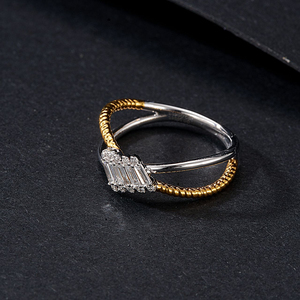 H & F <span class=keywords><strong>Bague</strong></span> en diamant naturel en <span class=keywords><strong>or</strong></span> taille baguette vvs1.23ctw <span class=keywords><strong>Bague</strong></span> en diamant unique pour femme AU750 <span class=keywords><strong>585</strong></span> 375 - Product Image 2