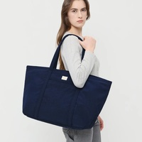 Sac fourre-tout en toile de coton recyclé réutilisable de qualité supérieure, avec poignées en corde, style tendance, matériau épais, logo personnalisé pour le shopping/cadeaux