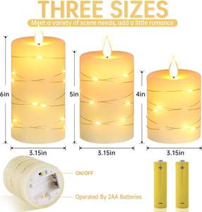 Juego de 3 Velas LED de Cera de Parafina Blanca, con Control Remoto, Regulables, para Decoración Diaria, Fiestas y Bodas - Product Image 6