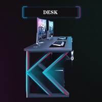 Bureau de jeu pliable d'angle blanc réglable de 140 cm avec éclairage LED RGB pour ordinateur de bureau, fabriqué en usine OEM, en vente
