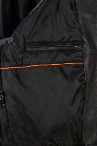 Custom 100% Genuine Black Milled Leather Men’s <b>Jacket</b> With White Fur Trim Durable Finish YKK Zipper Private Label OEM/ODM - Product Image 6