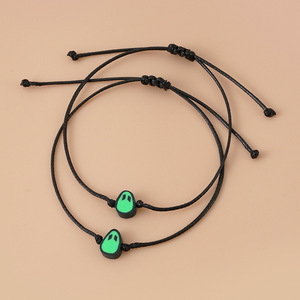 2024 thiết kế mới Anime phim hoạt hình người ngoài hành tinh bơ đen sáp chủ đề dệt có thể điều chỉnh thời trang vài Tình Bạn thẻ Vòng đeo tay - Product Image 4