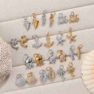 Colgantes de acero inoxidable con diamantes de imitación de formas mixtas para hacer collares Verano 2025 PJ566-580 - Product Image 1