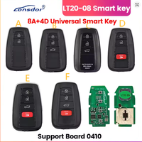 Llave Inteligente Universal Lonsdor LT20-08 para Toyota y Lexus con Chip 8A+4D, Compatible con K518ISE, K518S, KH100+, Placa de Soporte 0410 y Control Remoto