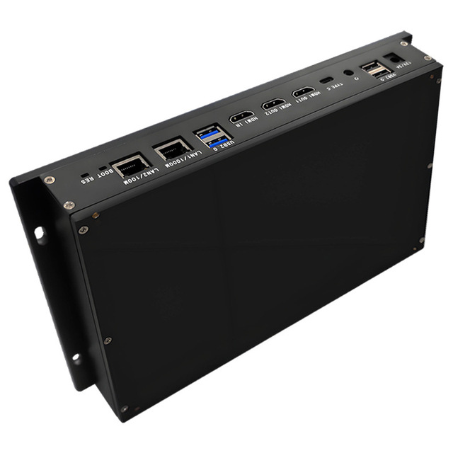 Rk3588 Edge Computing Gateway Aluminum Alloy Linux System AI Computing Box 64-Channel Video Analysis Box Ethernet
