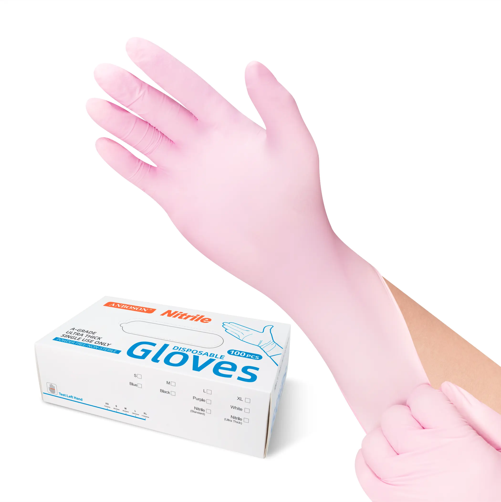 Disposable Waterproof Blue Powder Free Medical Protective Examination Surgical Hand Nitrile Gloves