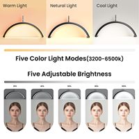Lampe LED de beauté demi-lune 18 pouces 36W sur pied en U avec support flexible pour tatouage, cils, microblading et salon de manucure